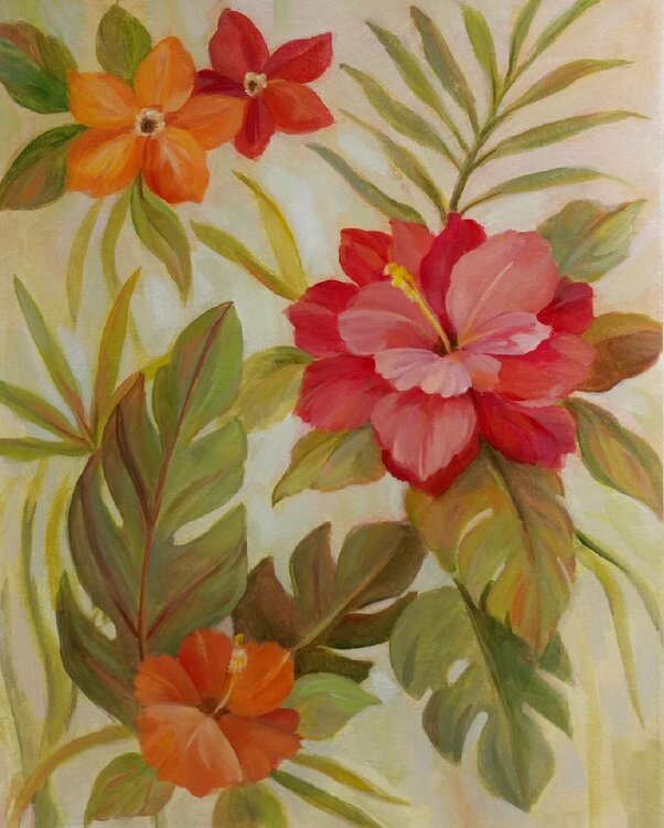 Coral Tropical Floral by Silvia Vassileva