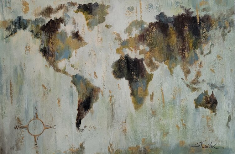Bronze Map of the World by Silvia Vassileva