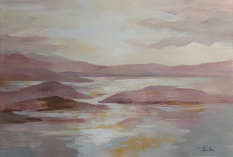 Pink and Gold Landscape by Silvia Vassileva