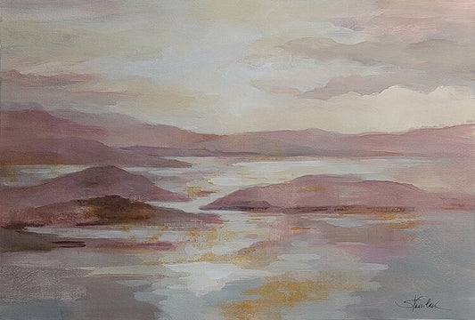 Pink and Gold Landscape by Silvia Vassileva