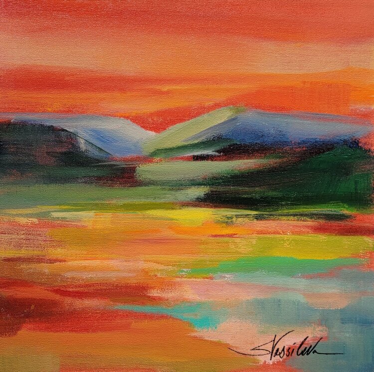 Flower Hill Sunset II by Silvia Vassileva