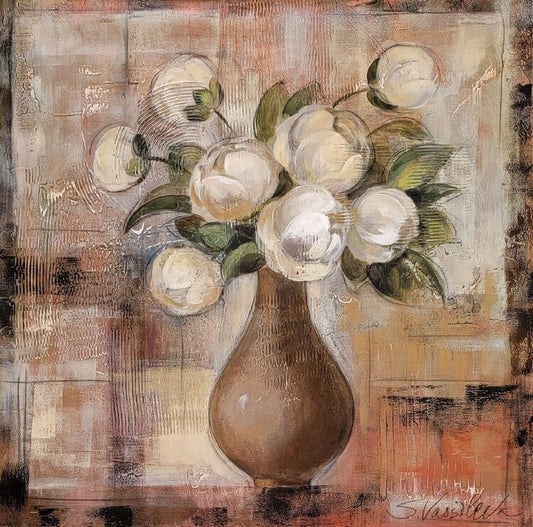 Peonies on White by Silvia Vassileva