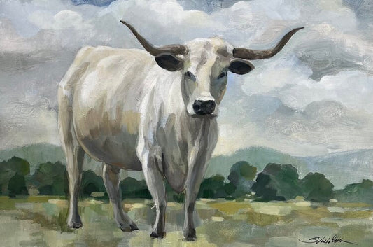 White Longhorn Cow by Silvia Vassileva