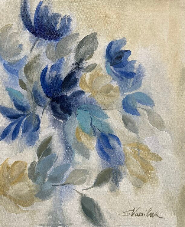Sapphire Blue Floral I by Silvia Vassileva