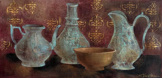 Copper Pots and Terracotta Bowl by Silvia Vassileva