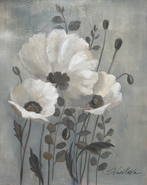 Poppies on Blue by Silvia Vassileva