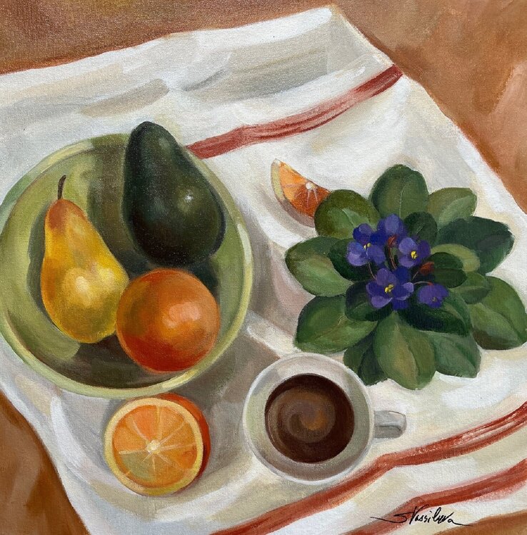Still Life with Violets by Silvia Vassileva