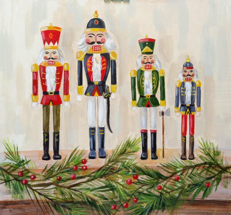Christmas - Nutcrackers on a Mantel by Silvia Vassileva