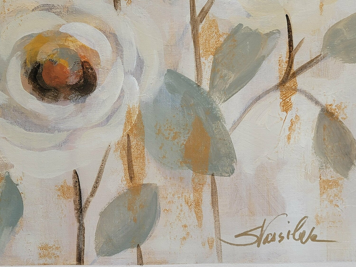 White, Gold and Sage Floral - Detail 1
