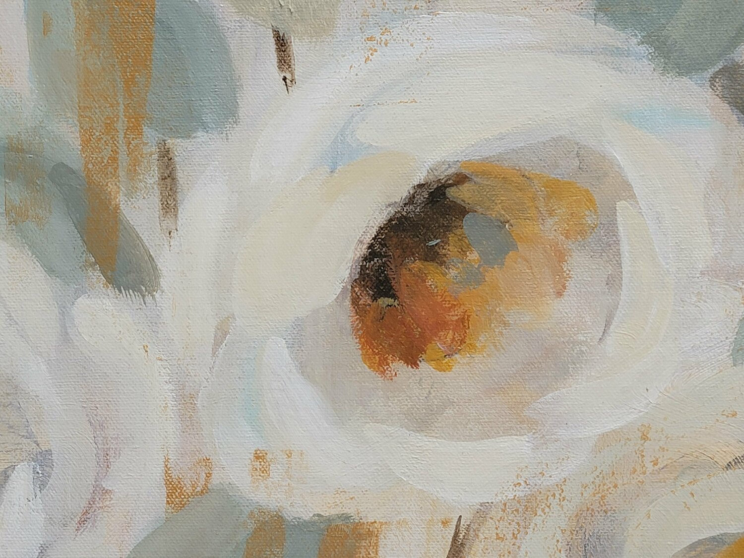 White, Gold and Sage Floral - Detail 3