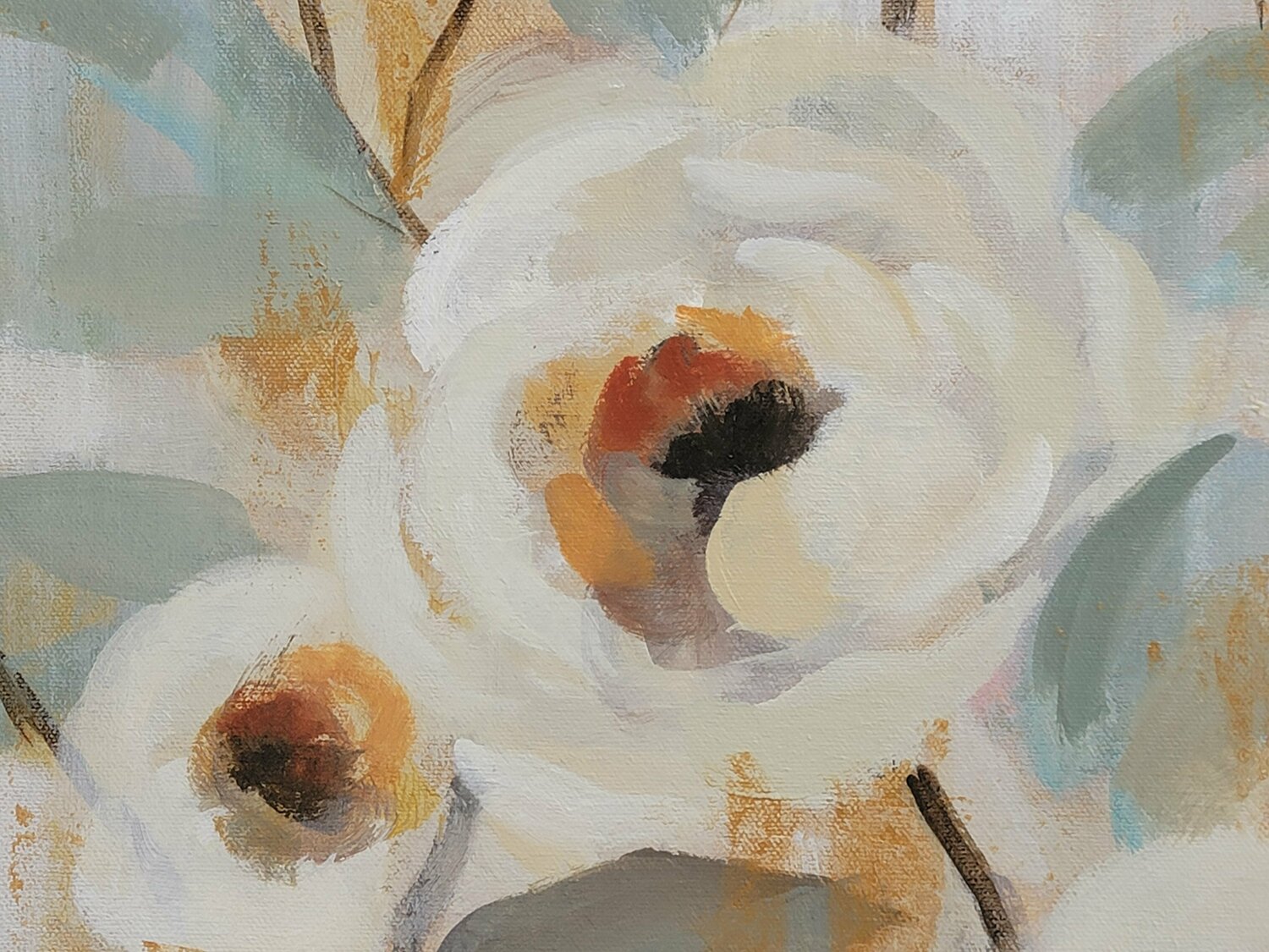 White, Gold and Sage Floral - Detail 2