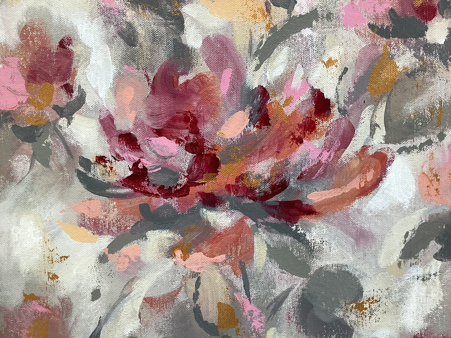 Pink, Gray and Gold Floral I - Detail 3