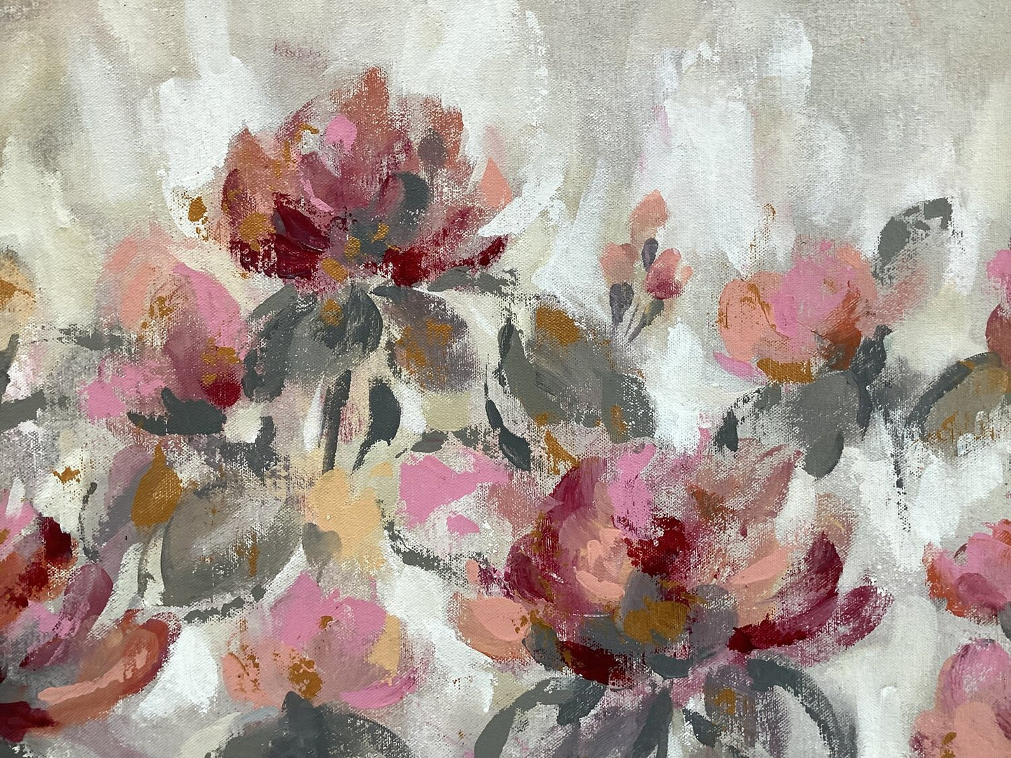 Pink, Gray and Gold Floral I - Detail 2
