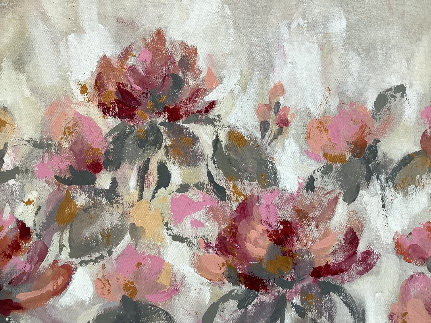 Pink, Gray and Gold Floral I - Detail 2
