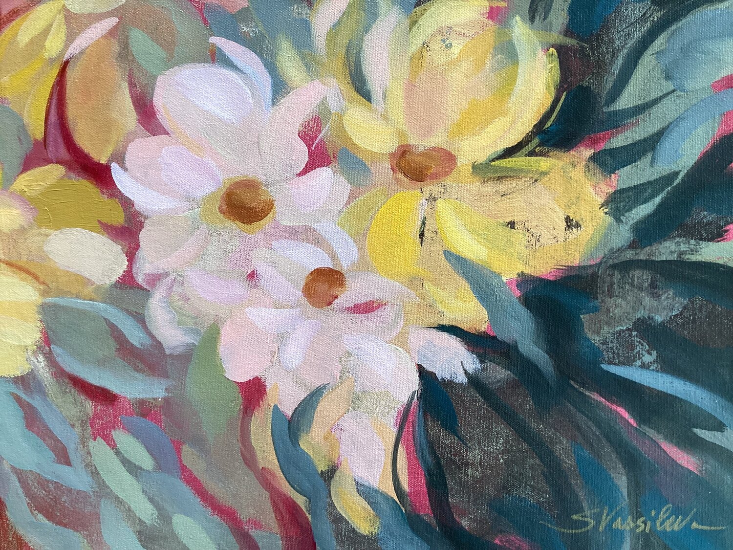 Magenta and Sage Floral - Detail 1