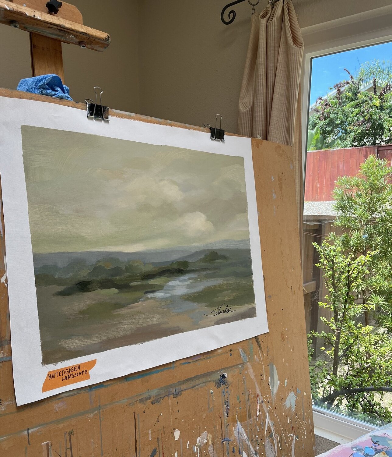 Muted Green Landscape - Detail 1