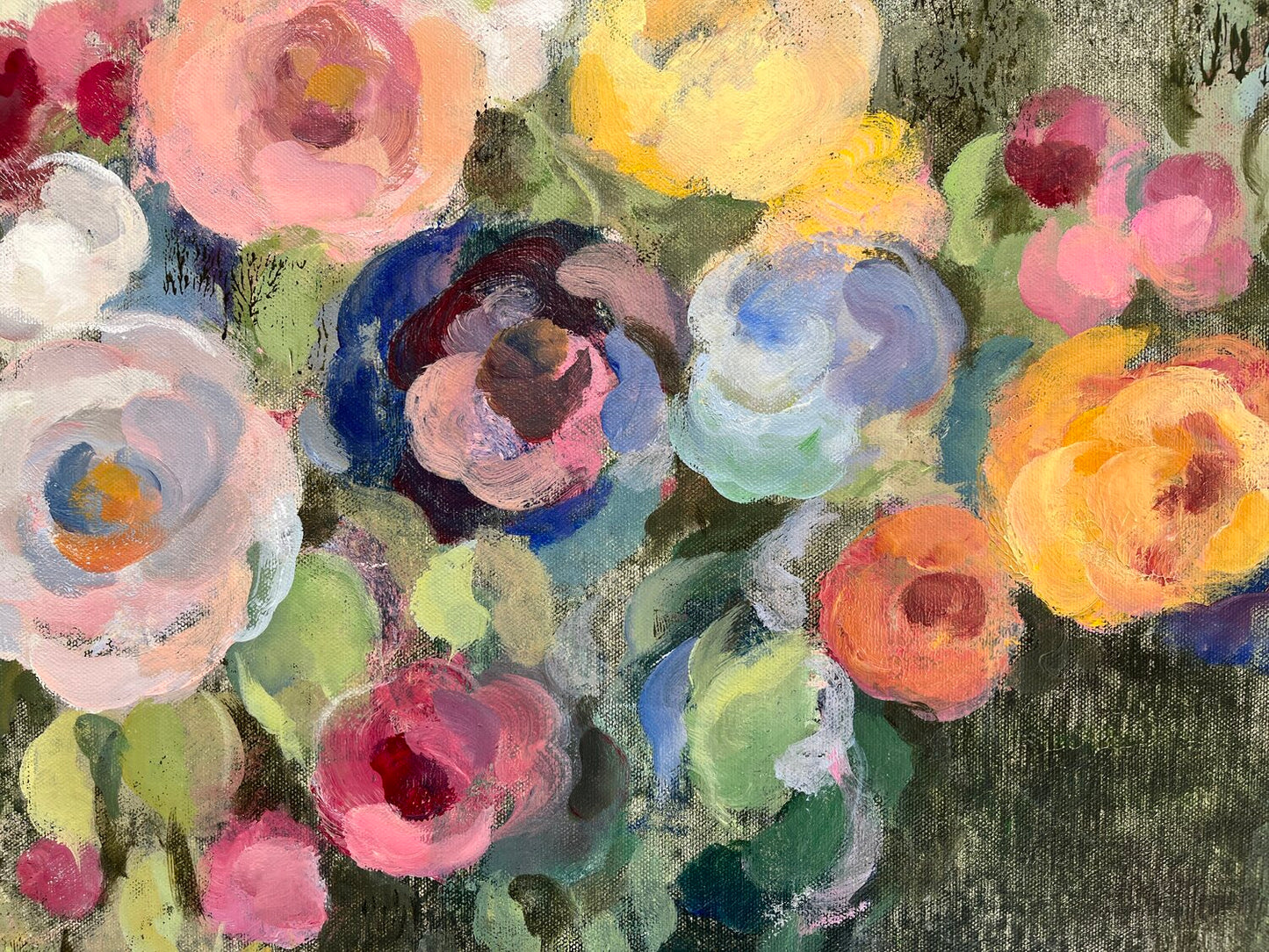 Flowers on Mossy Green - Detail 3