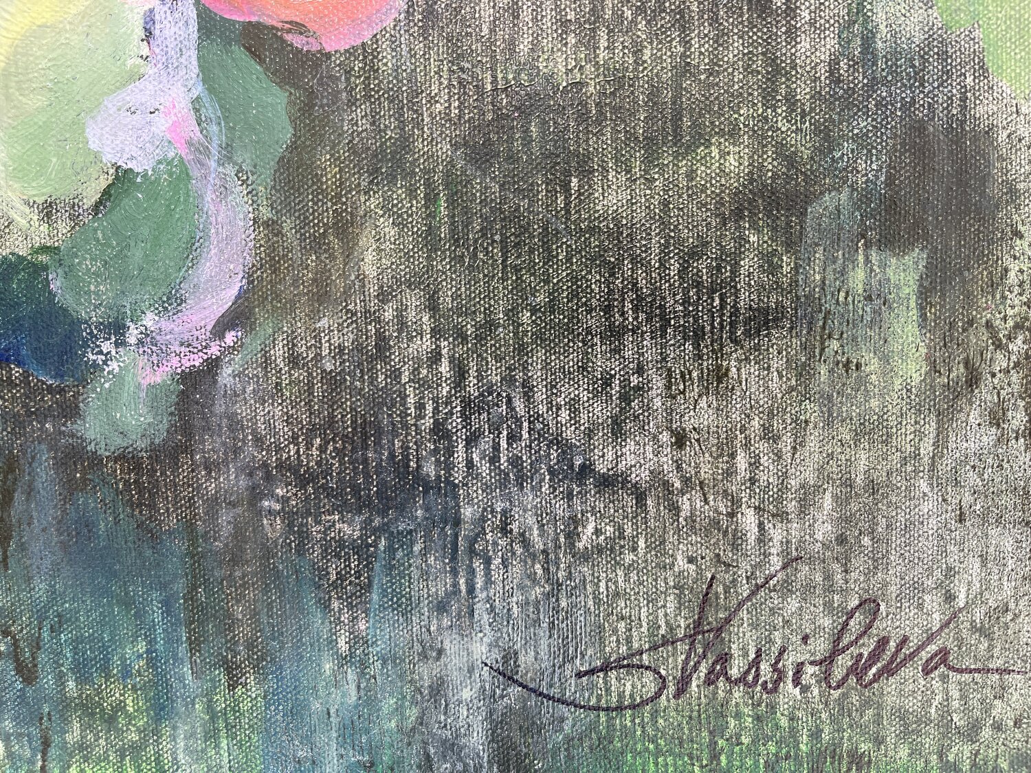 Flowers on Mossy Green - Detail 4