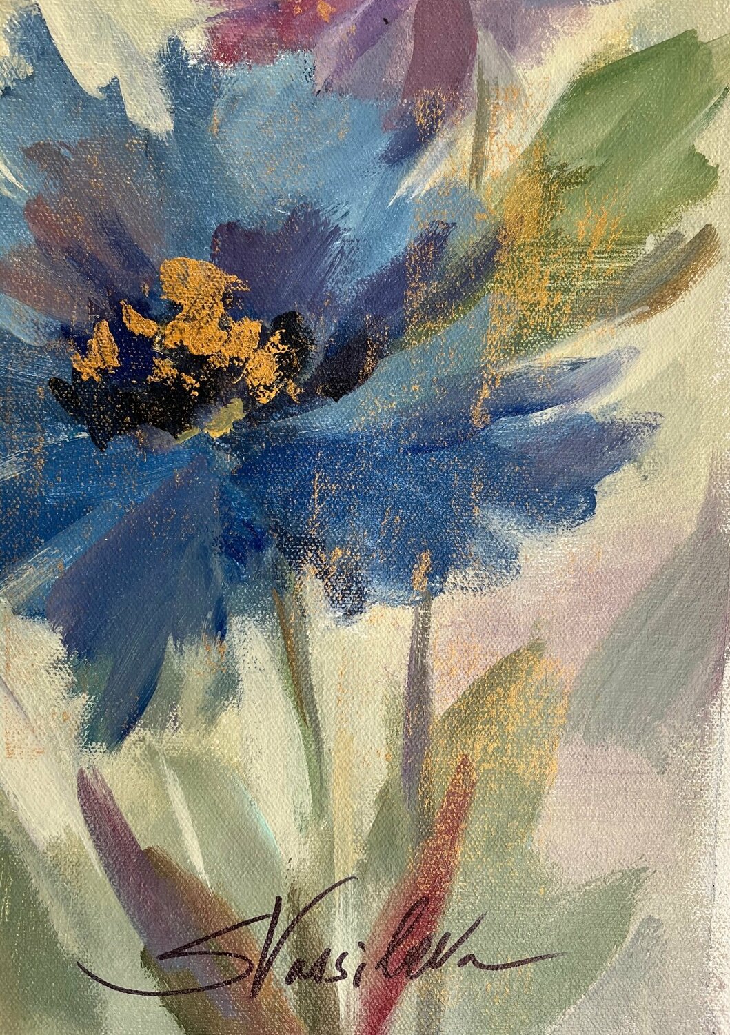 Bold Blue and lavender Flowers - Detail 1